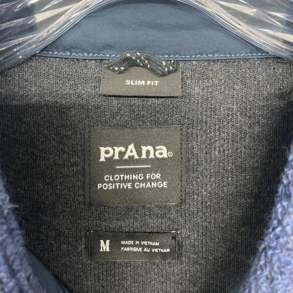 Prana Mens Blue Medium Incrediwool‎ Overshirt Jacket Stormy Night Heather Slim
